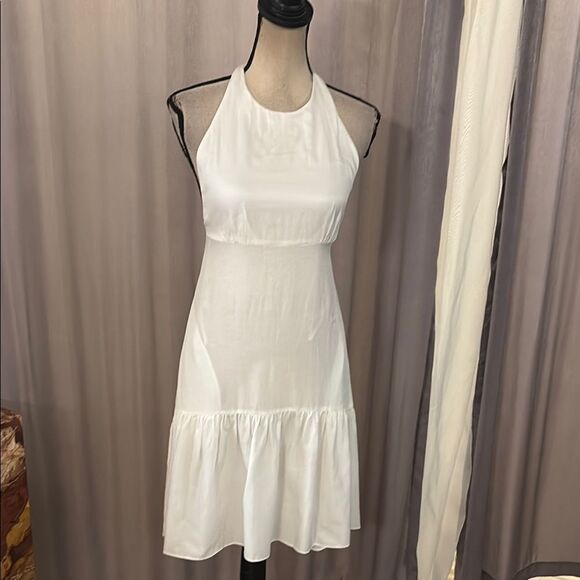 L’Agence Elegant White Halter Dress US0